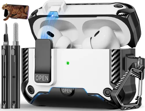 Miniatura 47 de Funda para AirPods Pro de 2 generación con soporte para teléfono, diseño de interruptor automático de protección completa contra caídas con kit