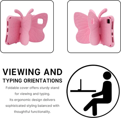 Miniatura 13 de FW Fire 7 - Funda para tablet para niños, Amazon Fire 7 2022, funda de mariposa con luz de atril, EVA, protección contra caídas, resistente, a