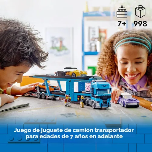 Miniatura 2 de LEGO City Camión Transportador de Autos con Autos Deportivos Juego de Construcción - Juguete de Camión Semi con Transportador y Remolque para Niños