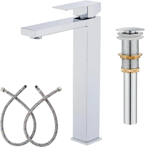 Miniatura 8 de AVSIILE llave de baño dorada cepillada, llave de baño dorada de un solo agujero, llave moderna de una sola manija de acero inoxidable para fregadero