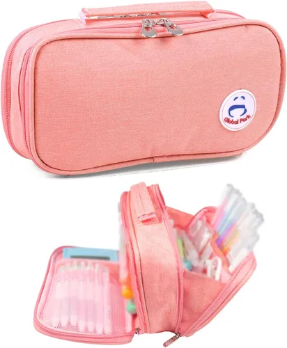 Miniatura 9 de Estuche para lápices, bolsa con asa grande, organizador de escritorio de gran capacidad, caja de marcadores de almacenamiento, maquillaje