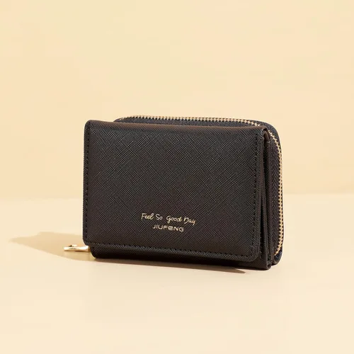 Miniatura 6 de JIUFENG Cartera corta con bloqueo RFID para mujer, multiusos, con cremallera, plegada, monederos, bolsas para múltiples tarjetas, organizador