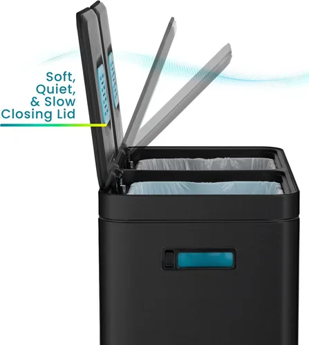 Miniatura 5 de Home Zone Living CleanAura - Bote de basura de cocina de 16 galones con compartimentos dobles para reciclaje, control de olores, acero inoxidable