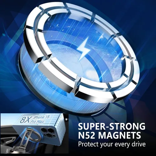 Miniatura 5 de SAGRUILA Soporte magnético para automóvil que nunca se cae con doble fijación [ventosa + adhesivo], plegable con rotación de 360° para el parabrisas