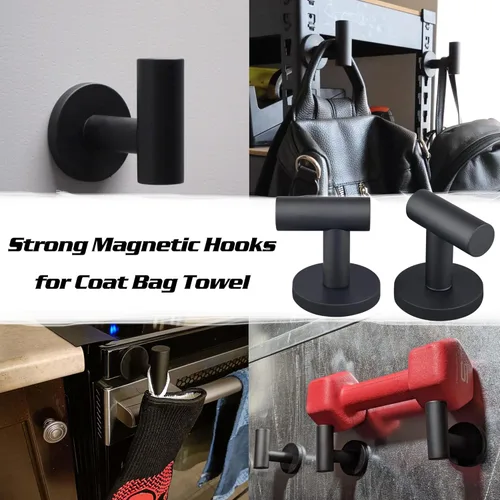 Miniatura 3 de ULIBERMAGNET Ganchos magnéticos fuertes para abrigo, gancho de imanes recubiertos de goma resistente para metal, puerta, parrilla, refrigerador