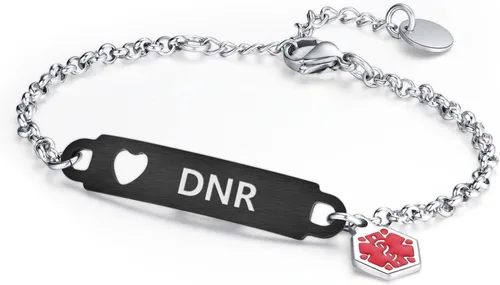 Miniatura 16 de Divoti Pulsera de identificación médica con grabado previo – Cadena simple Rolo de acero inoxidable plateado, resistente al agua con símbolo