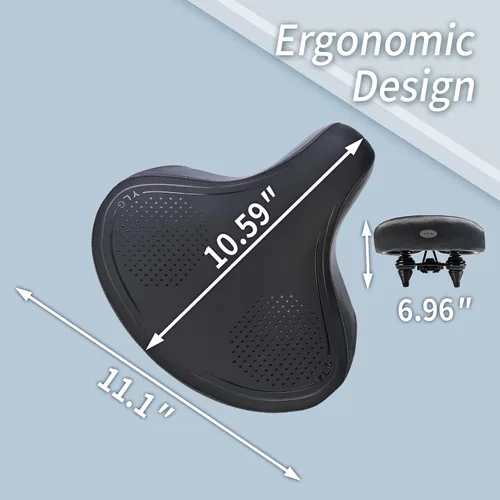 Miniatura 2 de YLG Asiento de bicicleta cómodo de gran tamaño para ciclista casual Sillín de bicicleta grande, amortiguación firme, para mujeres y hombres