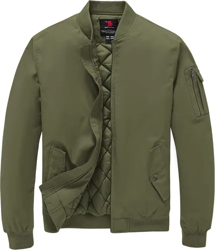 Miniatura 10 de TBMPOY - Chaqueta de hombre para el otoño, chaqueta de invierno, rompevientos, bomber, con cremallera, acolchada, de softshell, cálida