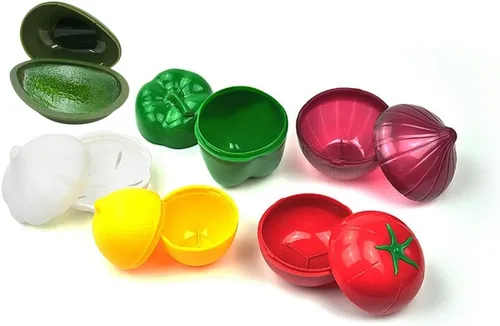 Miniatura 2 de XIYUAN 6 unidades de frutas y verduras en forma de alimentos reutilizables sellados para ahorrar pimienta, aguacate, cebolla, ajo, tomate y limón