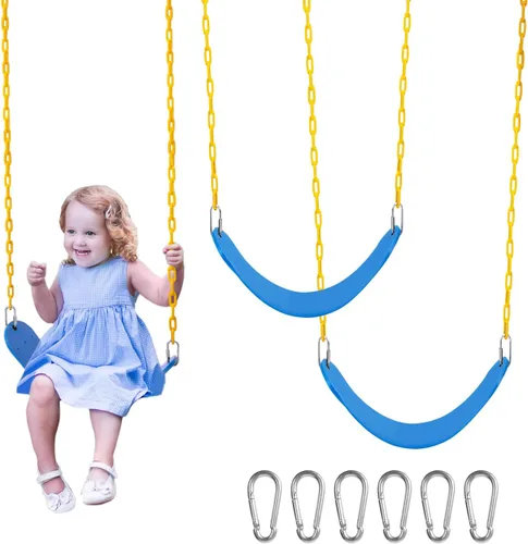 Miniatura 21 de Sunnyglade Juego de 2 columpios resistentes con cadena de 66 pulgadas, accesorios de repuesto con ganchos a presión, soporta 250 libras (2, verde)