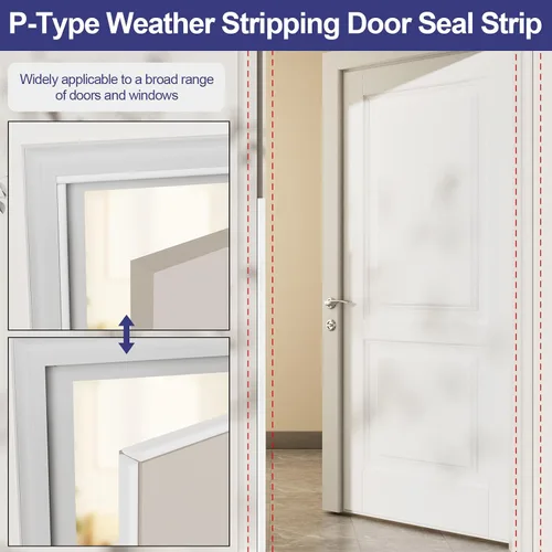 Miniatura 5 de Burlete de sellado de puerta, burlete de espuma de 118 pulgadas, sellador de ventana para invierno, aislamiento de puerta autoadhesiva para puerta