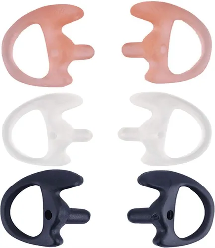 Miniatura 16 de Eardud Earmold de silicona suave de repuesto para Walkie Talkie Kit de audio de tubo acústico de aire (tres colores, mediano (3 pares))