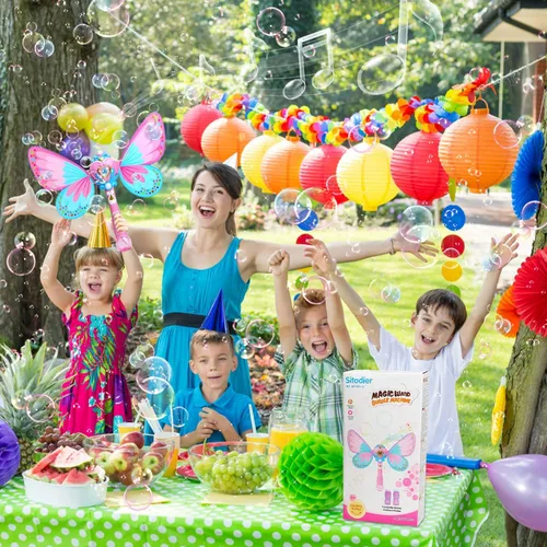 Miniatura 7 de Sitodier Máquina de burbujas para niños, soplador de burbujas de mariposa para niños pequeños, más de 1000 burbujas por minuto, juguetes para soplar