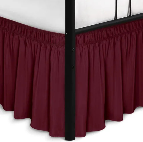 Miniatura 20 de Biscaynebay Faldas de cama envolventes con esquinas divididas para camas Twin/Twin XL de 15 pulgadas de caída, volantes de polvo elásticos Negro