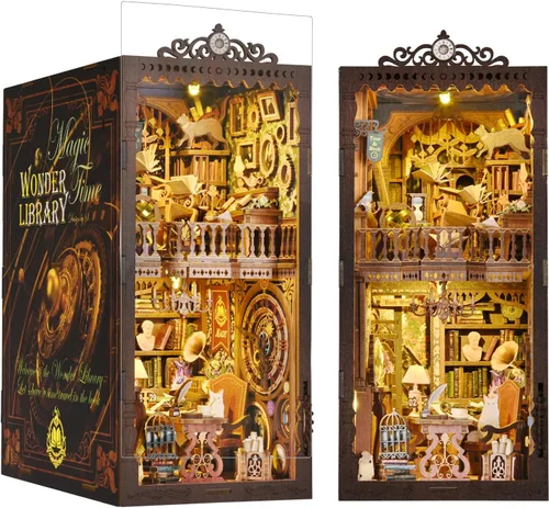 Miniatura 15 de TOYQI Kit de rincón de libros para bricolaje, kit de casa de muñecas en miniatura para adultos y adolescentes, kits de rincón de libros