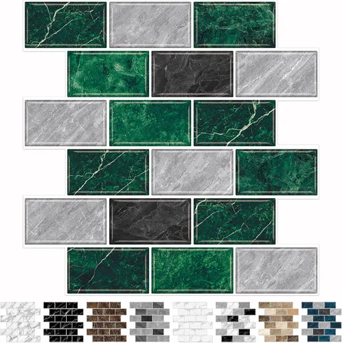 Miniatura 16 de URCOLOR 10 hojas de adhesivos para loseta en muro de cocina, azulejos autoadhesivos de 12 x 12 pulgadas estilo metro, para loseta en muro de cocina