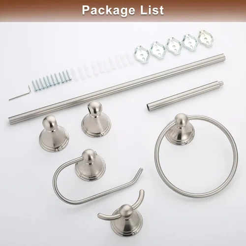 Miniatura 7 de FILTA Juego de accesorios de baño de níquel cepillado, juego de 4 toallas con toallero de 18 o 24 pulgadas Cromo pulido