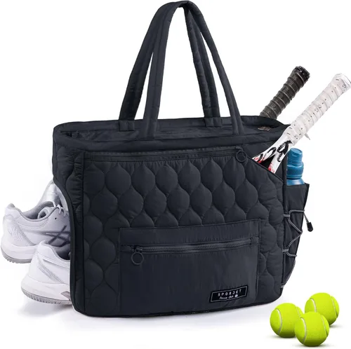 Bolsa de Gimnasio de Tenis para Mujeres, Bolsa de Tenis con Capacidad para 2-4 Raquetas con Compartimento para Zapatos y Bolsillo Húmedo, Bolsas
