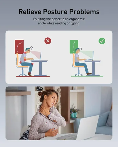 Miniatura 4 de ergounion Soporte para laptop de silicona 3 en 1, elevador de teclado para escritura ergonómica/lectura, soporte de enfriamiento portátil