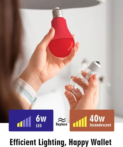Miniatura 4 de Bombilla roja, 9 W (equivalente a 60 W), bombilla LED roja con base E26, decoración de fiestas, porche, iluminación del hogar, iluminación navideña