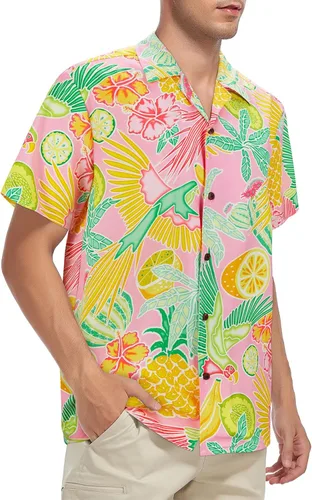 Miniatura 115 de Camisa hawaiana para hombre, con estampado floral, cómoda, con botones, casual, manga corta, ropa de playa para hombre