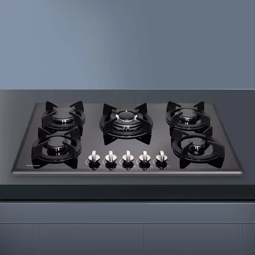 Miniatura 3 de Cocina de gas de 30 pulgadas, estufa de gas de 5 quemadores de vidrio templado incorporada, estufa de gas convertible a GLP/GN, estufa de gas
