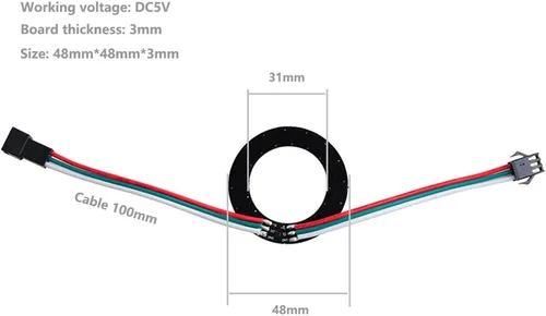 Miniatura 4 de Anillo de luz de píxeles direccionables individualmente con 16 LED, WS2812B 5050 RGB de 16 LED, módulo LED programable a todo color DC5V