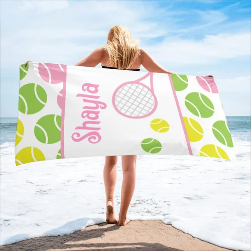 Miniatura 21 de Toalla de playa personalizada con diseño de pelotas de fútbol divertidas con nombre, toallas de piscina de viaje de microfibra personalizadas de 2