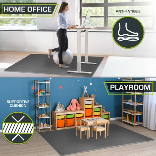 Miniatura 5 de ProsourceFit Alfombrilla de Ejercicio de Rompecabezas Extra Gruesa de ¾" y 1", Baldosas Entrelazadas de Espuma EVA para Suelo de Entrenamiento Gris