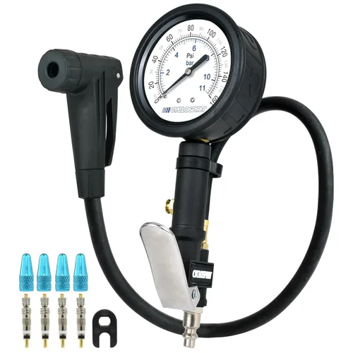 Miniatura 6 de CycloSpirit Medidor universal de inflado de neumáticos de bicicleta con tipo de válvula de selección automática - Herramienta de compresor de aire
