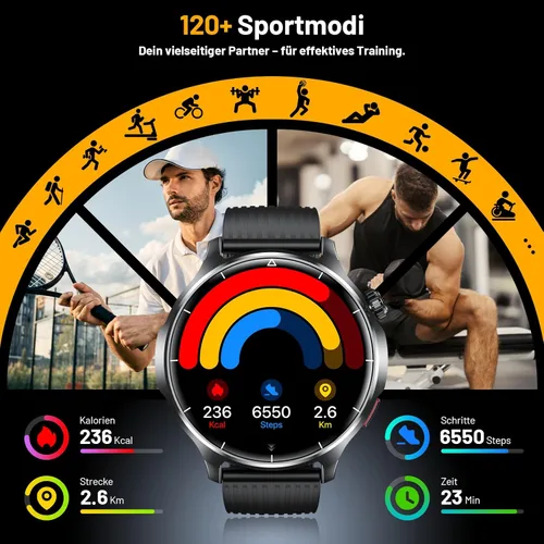 Miniatura 4 de Reloj inteligente para hombre, monitor de fitness HD de 1.52 pulgadas con presión arterial SpO2, monitor de sueño de frecuencia cardíaca, 110 modos
