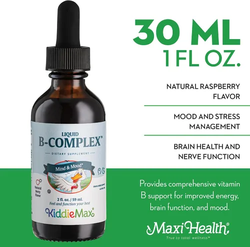 Miniatura 3 de Complejo de vitamina B líquida de frambuesa – Suplemento vitamínico con vitamina B12 – Sublinguales vitaminas B complejas gotas para niños
