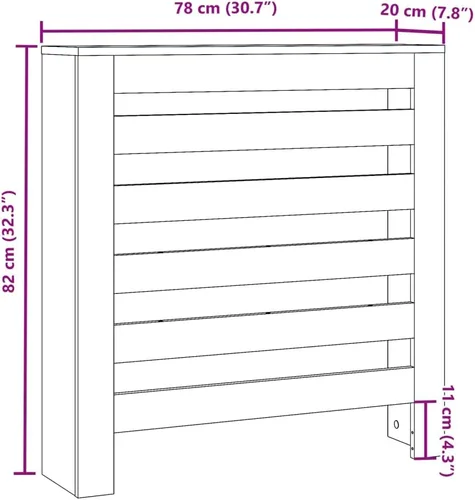 Miniatura 3 de vidaXL Cubierta Radiador Sonoma Oak 30.7x7.9x32.3 Madera Ingeniería