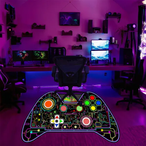 Miniatura 11 de Alfombra de juegos para habitación de niños - Alfombra de área amarilla temática de juegos para dormitorio de niños, decoración de habitación
