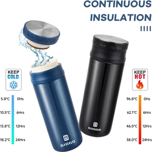 Miniatura 3 de Thermo - Botella de agua térmica de acero inoxidable de 15.2 fl oz/15.2 onzas, aislada al vacío, con filtro, termo de agua caliente para bebidas Rojo