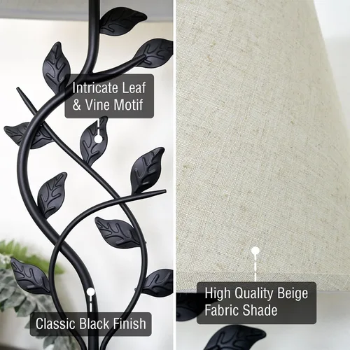 Miniatura 2 de Kira Home Ambrose - Lámpara de mesa rústica de 31 pulgadas con pantalla de tela imperio beige, luz de mesa tradicional de vid negra con bombilla LED