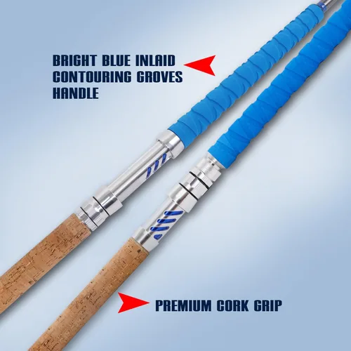 Miniatura 4 de Fiblink Caña de pescar de agua salada, caña de arrastrar resistente para barco convencional, barra de pie de mar profundo con guías de rodillos
