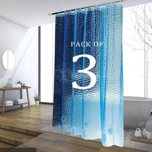 Miniatura 11 de Forro de cortina de ducha, cortinas de ducha 100% impermeables de Peva con 3 imanes inferiores pesados y 12 ojales a prueba de óxido, forro de ducha