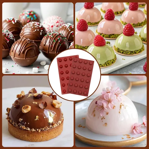 Miniatura 7 de Moldes de silicona para bombas de chocolate caliente de 24 agujeros, 2 paquetes de mini moldes de semiesfera de 1 pulgada de media esfera para hacer