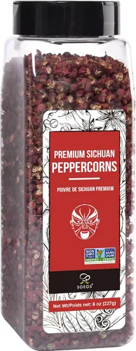 Miniatura 11 de Soeos granos de pimienta Sichuan, 4 onzas (113g), auténtico grano de pimienta rojo Szechuan, efecto adormecedor y hormigueo, menos semillas, sabor