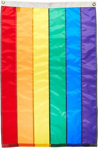 Miniatura 5 de US Flag Factory Bandera arcoíris de 3 x 5 pies (rayas cosidas) para exteriores SolarMax nailon – Orgullo gay lesbiana LGBT – Resistente a