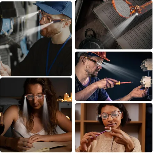 Miniatura 5 de Paquete de 2 lupas con luz de lectura con luces, lectores LED brillantes, lentes de lectura iluminados, anteojos de bloqueo de luz azul, lupa