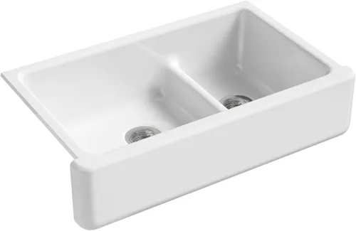 Miniatura 31 de KOHLER Whitehaven® K-6427-42 - Fregadero de cocina empotrado de 35-3/4 pulgadas, autorecortable, Smart Divide, Grande/Mediano con Delantal alto
