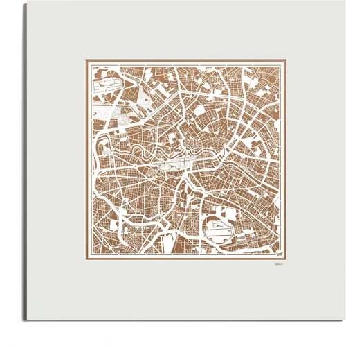 Miniatura 123 de O3 Design Studio Mapa de corte de papel Madrid negro mate de 20 x 20 pulgadas
