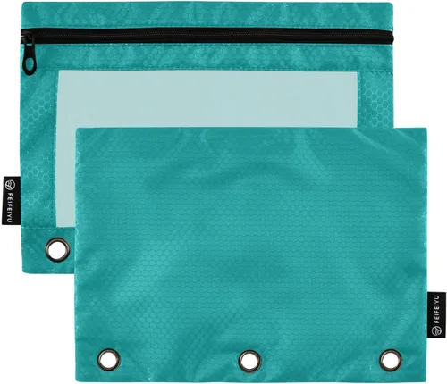 Miniatura 8 de Gredecor Estuche para lápices con 3 anillos con cremallera negra, paquete de 2 unidades, organizador de carpetas transparentes para ventana escolar