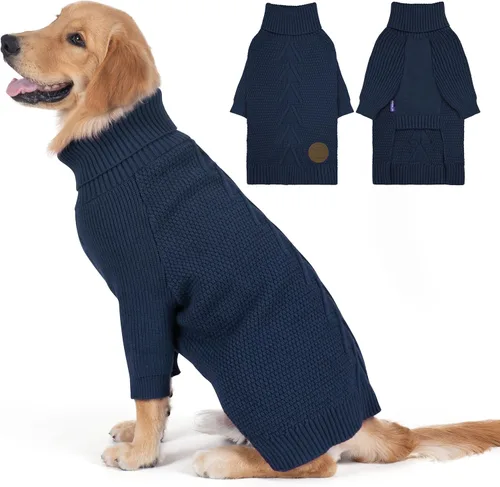 cyeollo Suéteres 3XL para perros grandes, elásticos y acogedores, suéter de punto cálido con mangas, cuello alto, otoño, invierno, clima frío, ropa