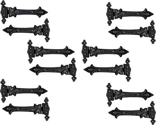 Miniatura 16 de Adonai Hardware Adonijah Bisagra falsa de aluminio para montaje frontal (6.5" x 12 Pack, Negro mate) para puertas de granero, puertas, armarios