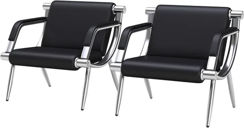 Miniatura 11 de KINTNESS Silla de sala de espera de 2 asientos, silla de recepción de piel sintética, muebles de vestíbulo con brazos para aeropuerto, banco