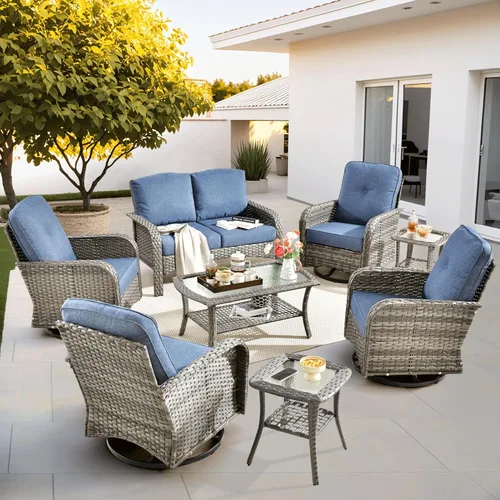 Miniatura 25 de ovios Juego de 2 piezas de muebles para patio, sillas de mimbre para exteriores de 2, sillas de ratán de respaldo alto para todo tipo de clima de 2