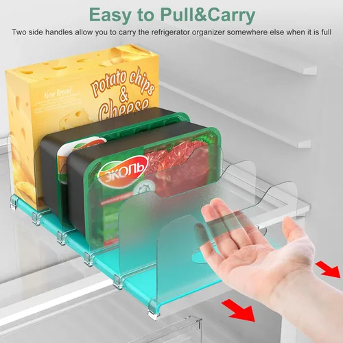 Miniatura 5 de SURETIVIAN Organizador de congelador de 12 pulgadas visible para refrigerador con divisores y asas extraíbles, ajustable libremente, se adapta al